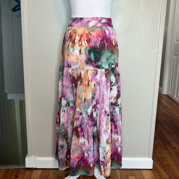 Anthropologie Kachel Multicolor Tie-Dye Tiered Skirt NWT Size 2 Free People - Picture 10 of 12